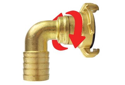  - 1/2 In Brass Swivel Elbow Geka Claw Hose Adapter With 1/2 In Hose Barb Outlet