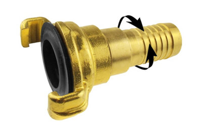  - 3/4 In Brass Swivel Geka Claw Hose Adapter With 3/4 In Hose Barb Outlet