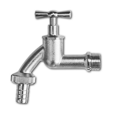 Nickel-Plated Brass Garden Bib Tap1/2" Bsp Male Inlet With Plastic Barb Outlet from B&Q