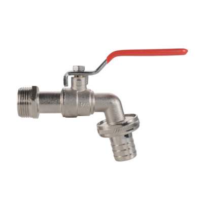 Zinc-Nickel Plated Garden Lever Tap 3/4" Bsp Male Inlet 3/4" Hose Barb from B&Q