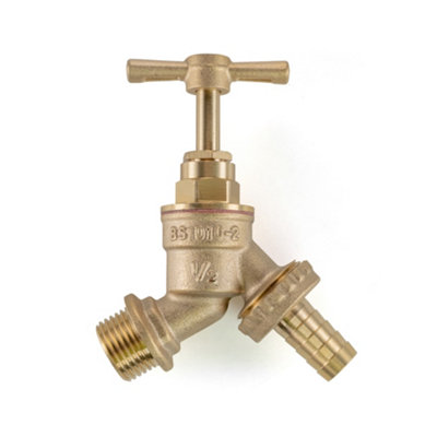1/2" Bsp Male Brass Garden Bib Tap With Barbed Hose OutletNickel Finish231 G from B&Q