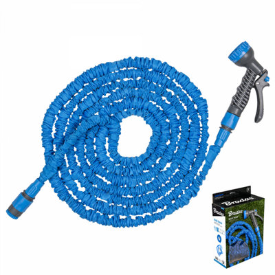 Blue Extendable Garden Hose Set 10M To 30M With 7-Function Spray Gun And Bsp Adaptors from B&Q