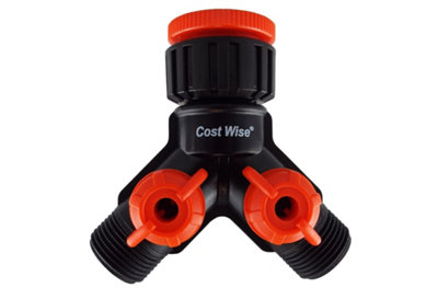 Black/orange Dual Tap Connector With Independent Valves And 3/4" Bsp Threaded Outlets from B&Q