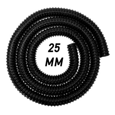 30M 1" (25mm) Corrugated Smooth-Bore Pvc HoseBlackHeavy DutyUv-Resistant from B&Q