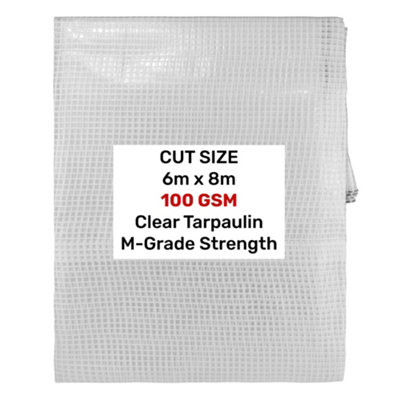 M-Grade Transparent Reinforced Mesh Tarpaulin 6M X 8M With Aluminium Eyelets 100Gsm from B&Q