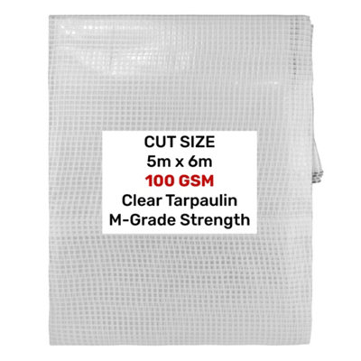 Unbranded M-Grade Transparent Reinforced Mesh Tarpaulin 5M X 6M With Aluminium Eyelets from B&Q