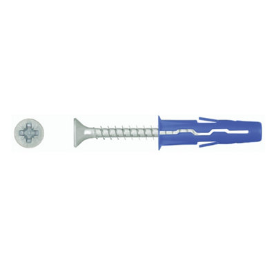 B&Q -  Uno Blue Multi-Purpose Screw & Wall Plug (Dia)8mm (L)32mmPack Of 50