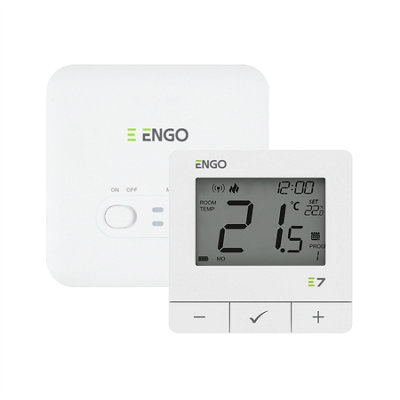 Engo White E7-Rfw Wireless Programmable Thermostat Large B&Q