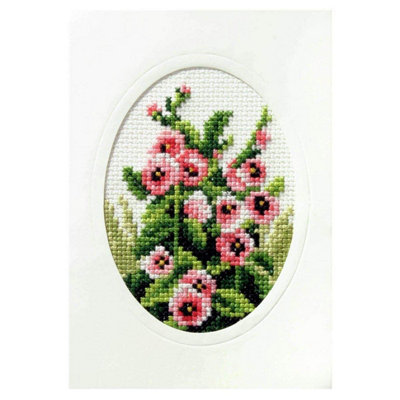 B&Q -  Card Kit HollyhocksCross Stitch Kit: Greetings Card: HollyhocksOrchidea
