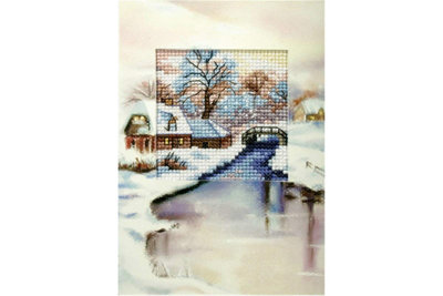 B&Q -  G/card Wht RiverCross Stitch Kit: Greetings Card: Winter RiverOrchidea