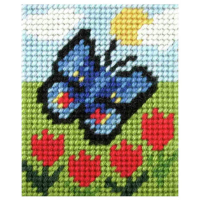 Groves Of Thames Needlepoint Kit: My First Embroidery: Butterfly And Tulips Size 4.5
