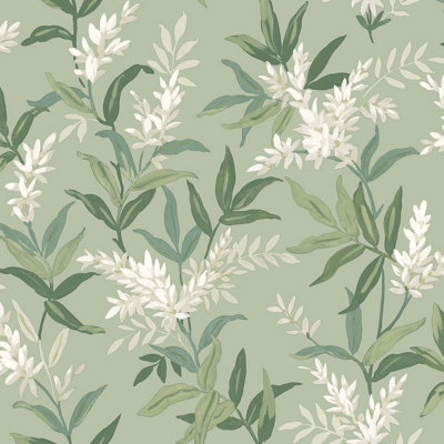 5907 Olivia Sage Floral Wallpaper by Belgravia