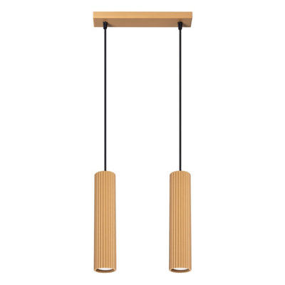 B&Q -  Luminosa Karbon Minimalist Bar Pendant 2 Light Gold