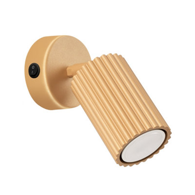 B&Q -  Luminosa Karbon Minimalist Single Wall Spotlight Gold With Switch
