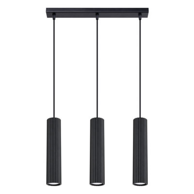 B&Q -  Luminosa Karbon Minimalist Bar Pendant 3 Light Black