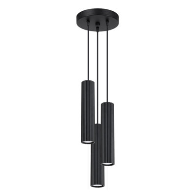 B&Q -  Luminosa Karbon Minimalist Cluster Drop Pendant Lamp 3 Light Black