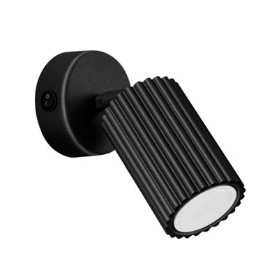 B&Q -  Luminosa Karbon Minimalist Single Wall Spotlight Black With Switch