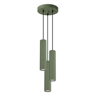 B&Q -  Luminosa Karbon Minimalist Cluster Drop Pendant Lamp 3 Light Olive Green