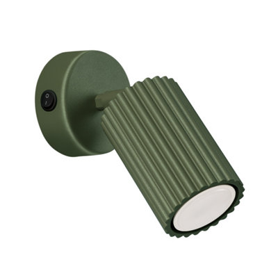 B&Q -  Luminosa Karbon Minimalist Single Wall Spotlight Olive Green With Switch