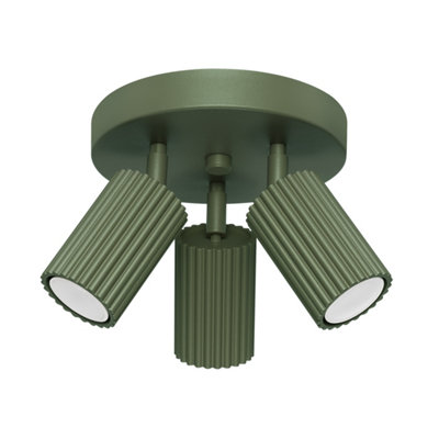 B&Q -  Luminosa Karbon Minimalist Ceiling Spotlight Cluster 3 Light Olive Green