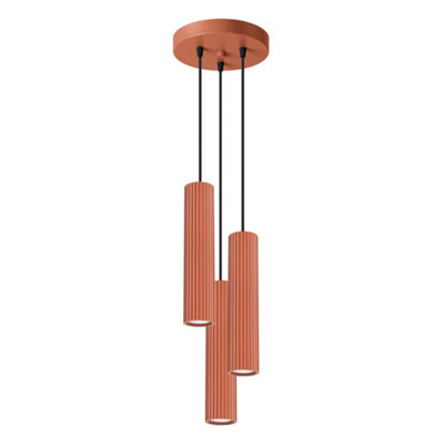 B&Q -  Luminosa Karbon Minimalist Cluster Drop Pendant Lamp 3 Light Red Ochre