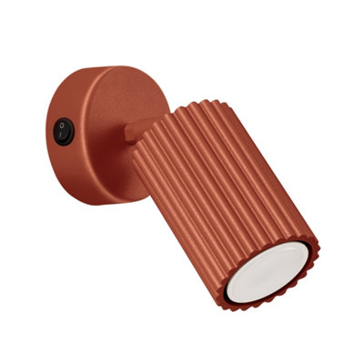 B&Q -  Luminosa Karbon Minimalist Single Wall Spotlight Red Ochre With Switch
