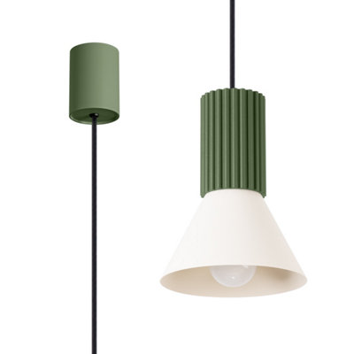 Sollux Lighting Estria Steel/aluminum Beige/olive Green 1 Lights Loft Pendant Ceiling Light from B&Q