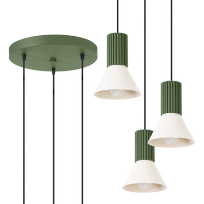 Sollux Lighting Estria Steel/aluminum Beige/olive Green 3 Lights Loft Pendant Ceiling Light from B&Q