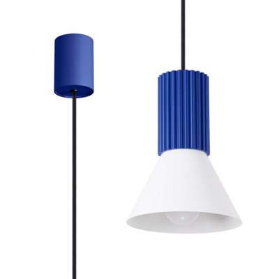 Sollux Lighting Estria Steel/aluminum White/ultramarine 1 Lights Loft Pendant Ceiling Light from B&Q