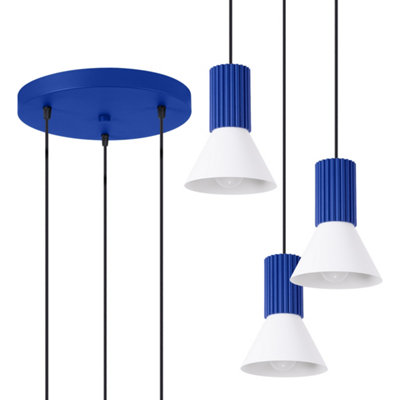 Sollux Lighting Estria Steel/aluminum White/ultramarine 3 Lights Loft Pendant Ceiling Light from B&Q