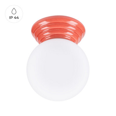 B&Q -  Zori Glazed Ceramics/glass Peach 1 Lights Minimalist Ceiling Light