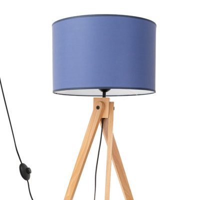 Sollux Lighting Natt Fabric/pvc/wood Navy Blue/natural Wood 1 Lights Modern Floor Lamp from B&Q