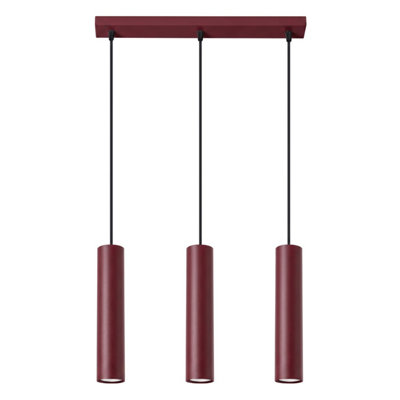 B&Q -  Lagos Steel Burgundy 3 Lights Modern Pendant Lamps