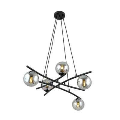 Emibig Lighting Emibig Essa Pendant Lamp 5 X E14 Black With Graphite Shade from B&Q