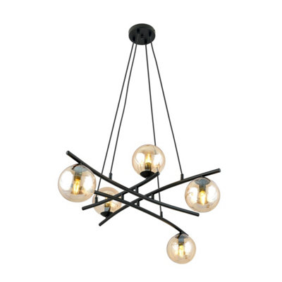Emibig Lighting Emibig Essa Pendant Lamp 5 X E14 Black With Amber Shade