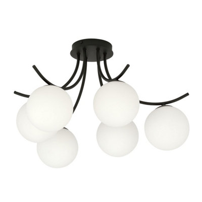 Emibig Lighting Emibig Boston Ceiling Lamp  6 X E14 Black With White Shade