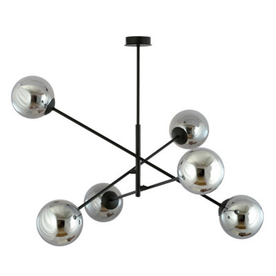 Emibig Lighting Emibig Linear Pendant Lamp 6 X E14 Black With Graphite Shade from B&Q