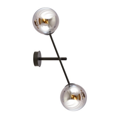 Emibig Lighting Emibig Linear Wall Lamp 2 X E14 Black With Graphite Shade from B&Q