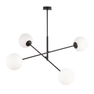 Emibig Lighting Emibig Linear Pendant Lamp 4 X E14 Black With White Shade from B&Q
