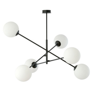 Emibig Lighting Emibig Linear Pendant Lamp 6 X E14 Black With White Shade from B&Q