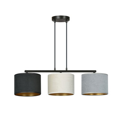 Emibig Lighting Emibig Hilde Pendant Lamp 3 X E27 Black With BlackGrey And White Shade from B&Q