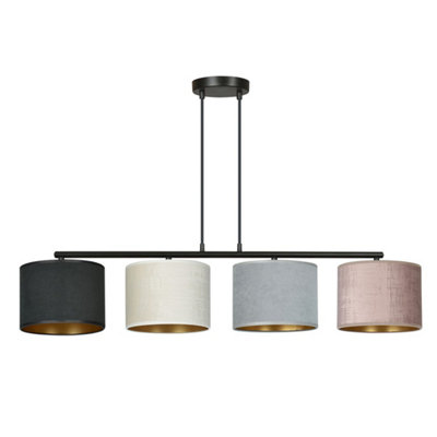Emibig Lighting Emibig Hilde Pendant Lamp 4 X E27 Black With BlackGrey And Pink Shade from B&Q