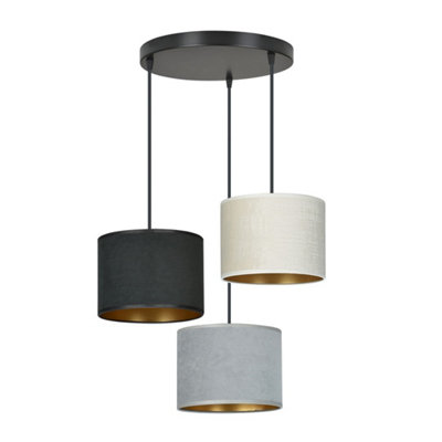 Emibig Lighting Emibig Hilde Pendant Lamp 3 X E27 Black With BlackGrey And White Shade from B&Q
