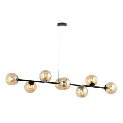 Emibig Lighting Emibig Rossi Pendant Lamp  8 X E14 Black With Amber Shade