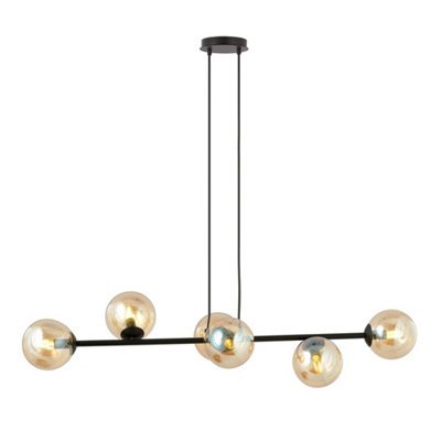 Emibig Lighting Emibig Rossi Pendant Lamp  6 X E14 Black With Amber Shade