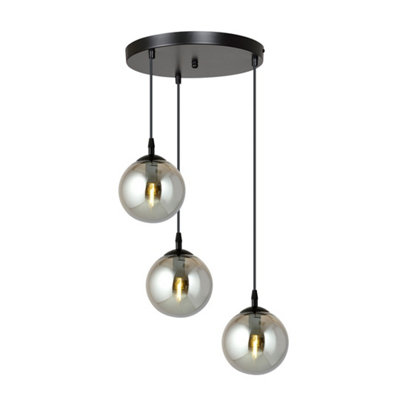 Emibig Lighting Emibig Cosmo Pendant Lamp  3 X E14 Black With Graphite Shade from B&Q