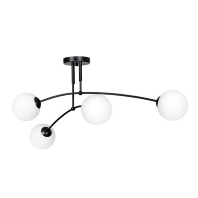 Emibig Lighting Emibig Pregos Ceiling Lamp  4 X E14 Black With White Shade