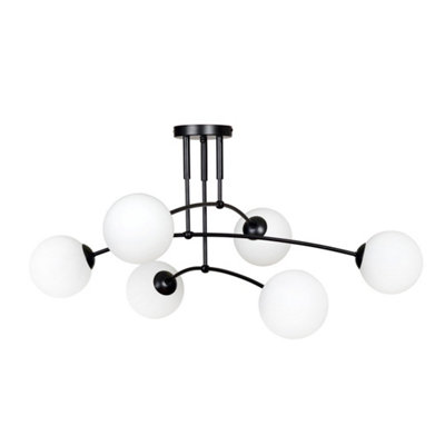 Emibig Lighting Emibig Pregos Ceiling Lamp  6 X E14 Black With White Shade