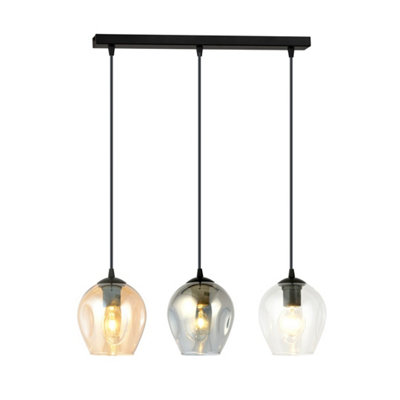 Emibig Lighting Emibig Istar Pendant Lamp  3 X E27 Black With TransparentGraphite And Amber Shade