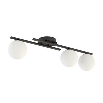 Emibig Lighting Emibig Kairo Ceiling Lamp 3 X E14 Black With White Shade from B&Q